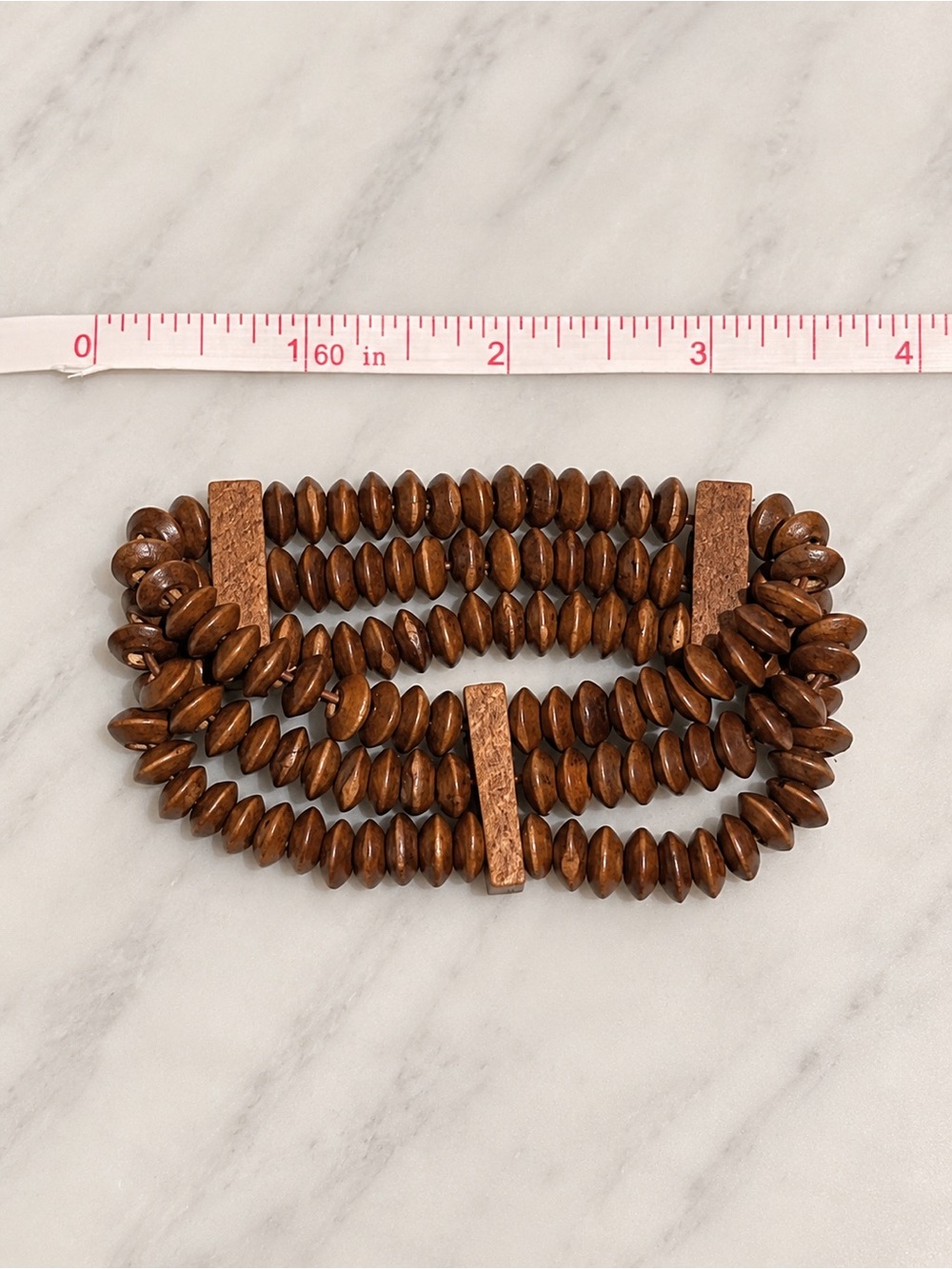 Vintage Brown Wooden Beaded Multi-Strand Bracelet